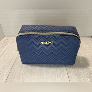 Missoni Navy Chevron Toiletry Pouch with Gold Zipper